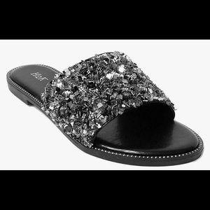 Black Rhinestone Sandals Size 11